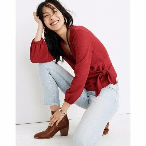 Madewell Texture & Thread Crepe Wrap Top - Picture 4 of 5